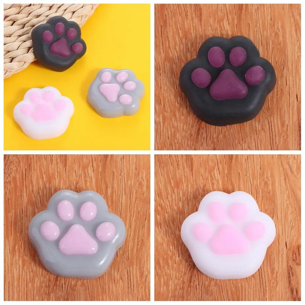 Sensory Toy Mini Cat Paw Squeeze Toy TPR Fidget Toy Cartoon Fidget Toy 3D Silicone Pinch Decompression Toy Practical Jokes