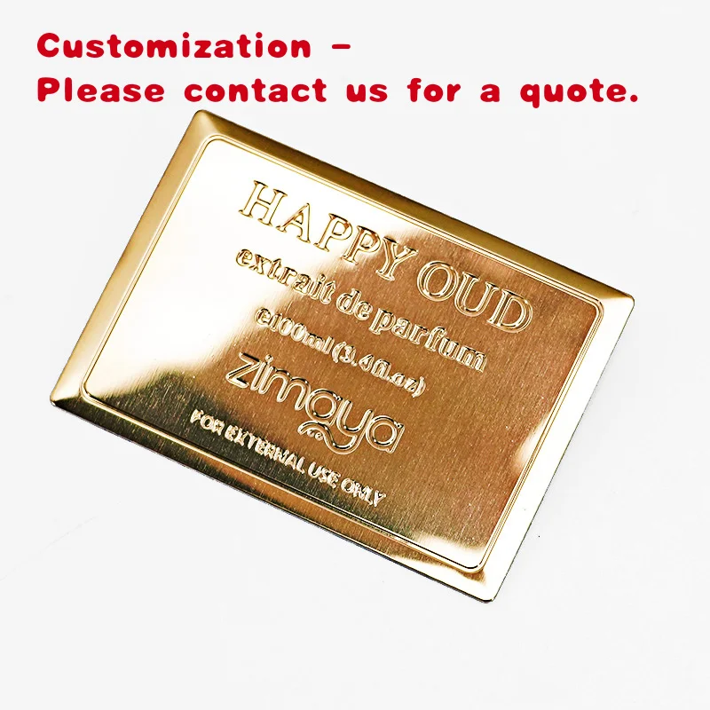custom.Custom Brushed Embossed Aluminum Adhesive Metal Name Plate Wine Perfume Bottle Sticker