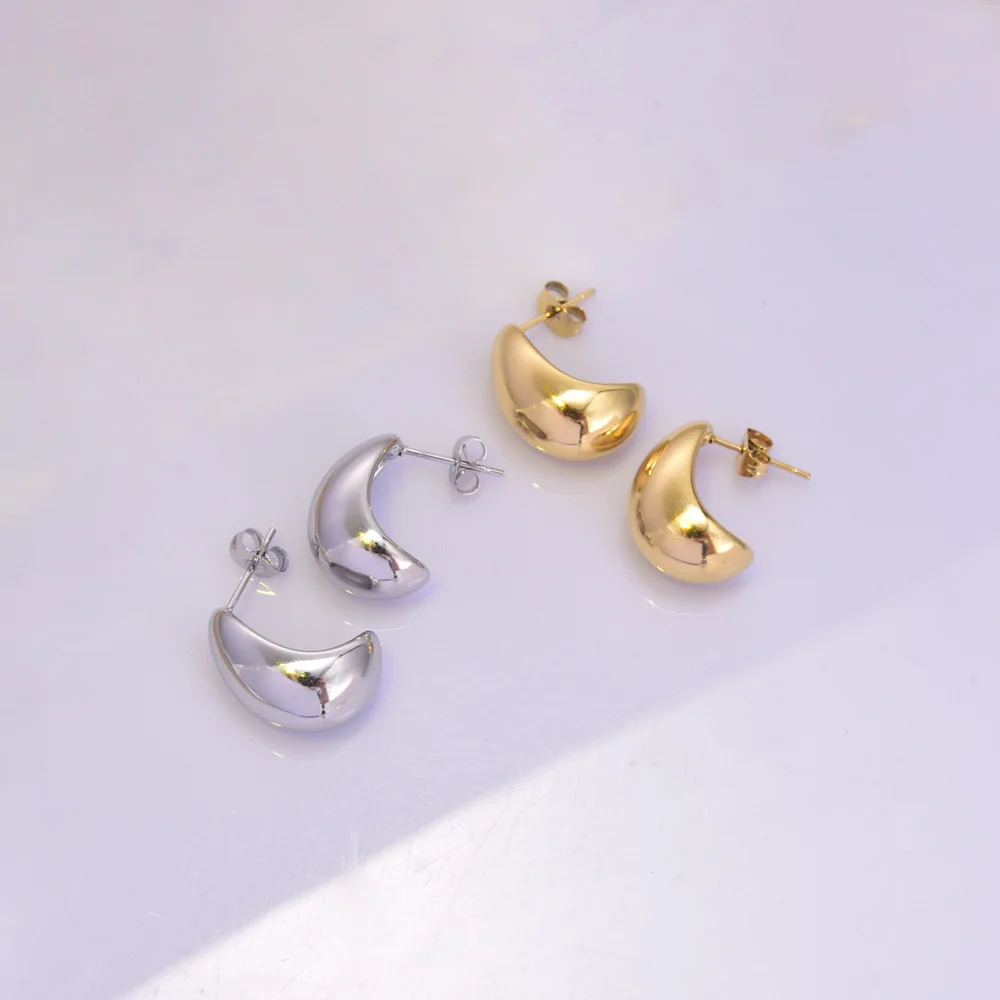 New Fashion Simple Teardrop Shape Earrings For Women Creative Stainless Steel 18k Gold Plated Minimalist Jewelry Gifts