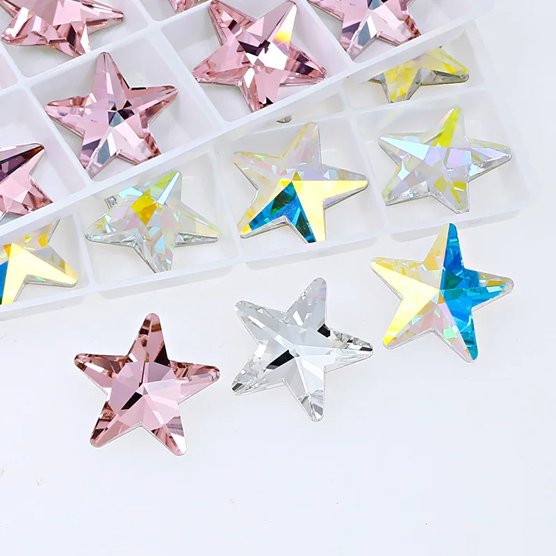 

Стеклянные стразы K9, 22 мм, крупные, в форме звезды, с заостренной задней частью, для рукоделия, украшения одежды