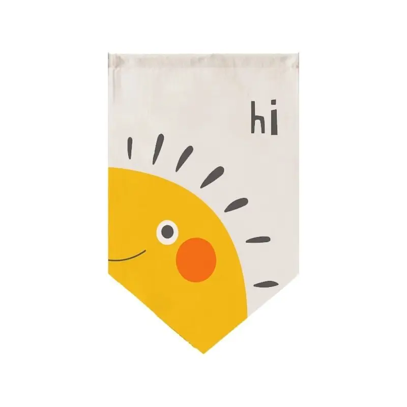 VIKAMA Scandinavian Style Cartoon Triangle Hanging Curtain Kitchen Entryway Fabric Banner Room Divider Home Decor