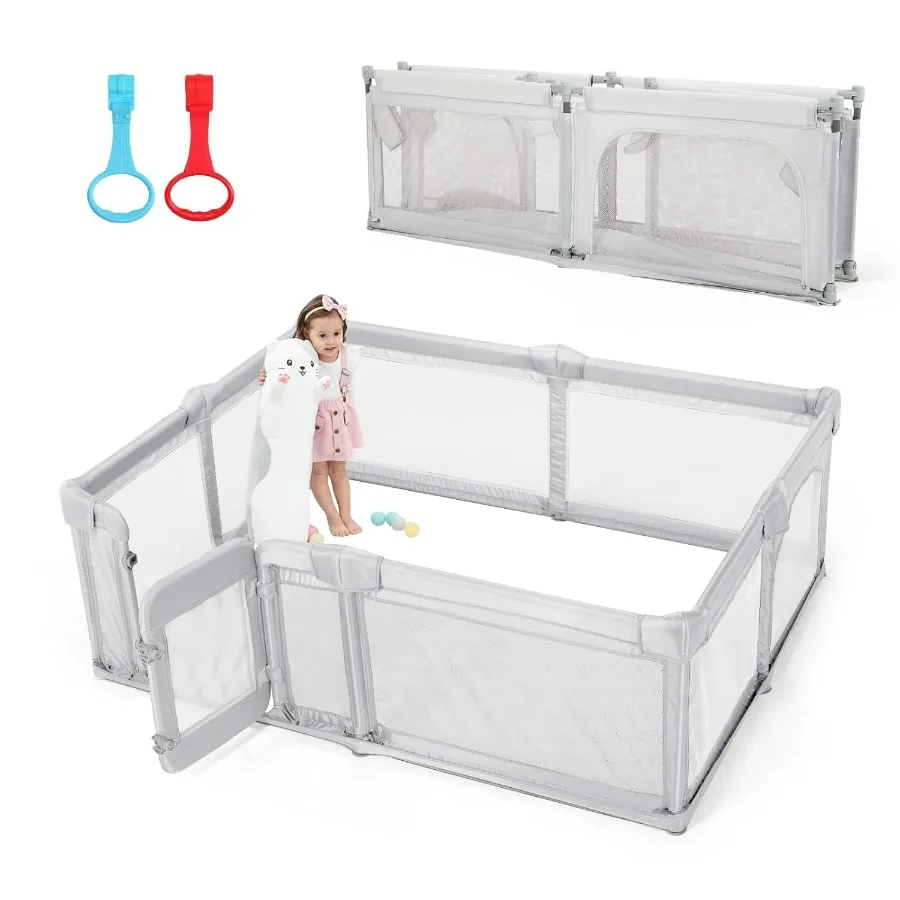 Box pieghevole 71x71 per neonati e bambini piccoli con porta con cerniera e cancello di sicurezza Grande cortile da gioco interno per Pl sicuro e portatile