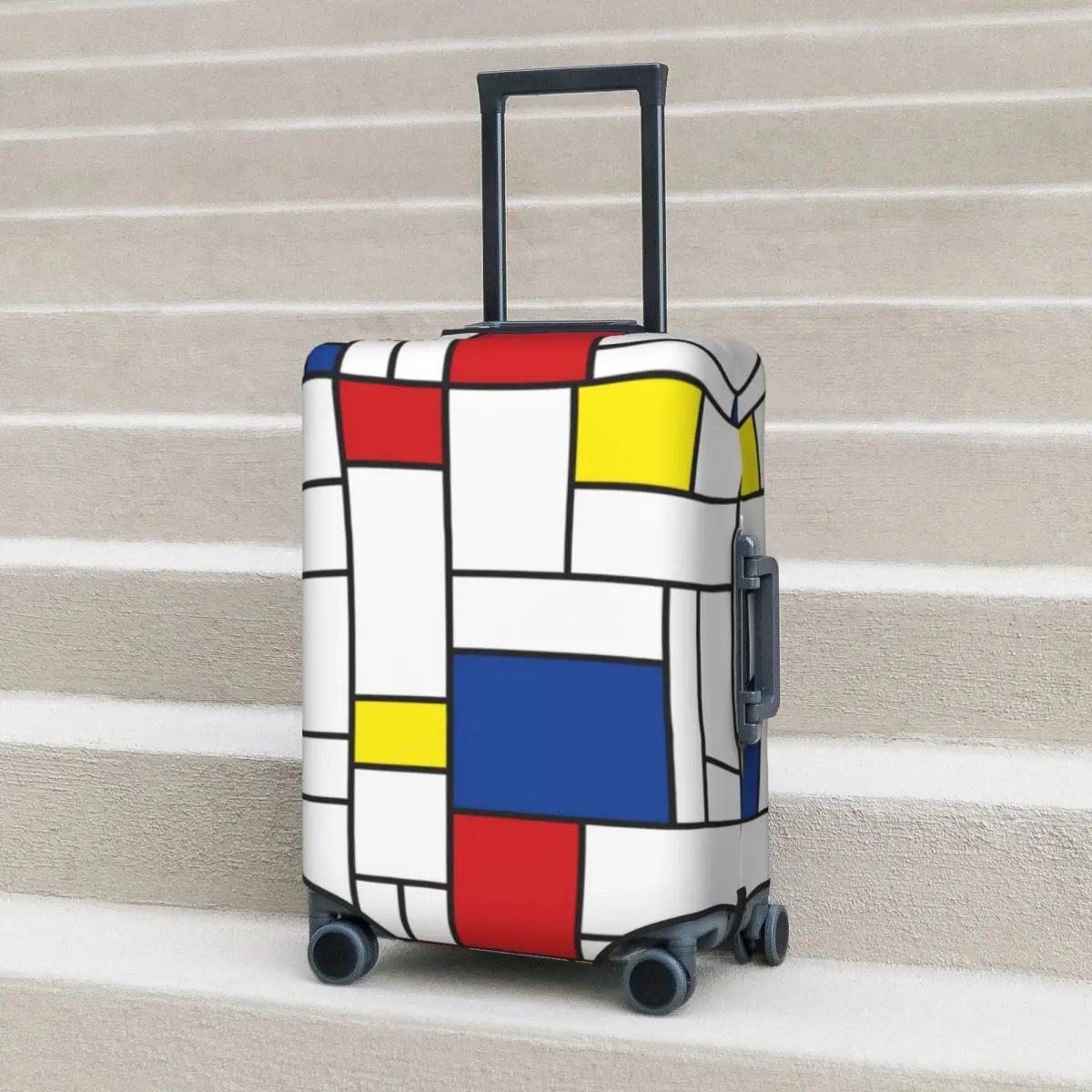 Retro Mondrian Suitcase Cover Modern Art Useful Cruise Trip Protection Luggage Accesories Holiday