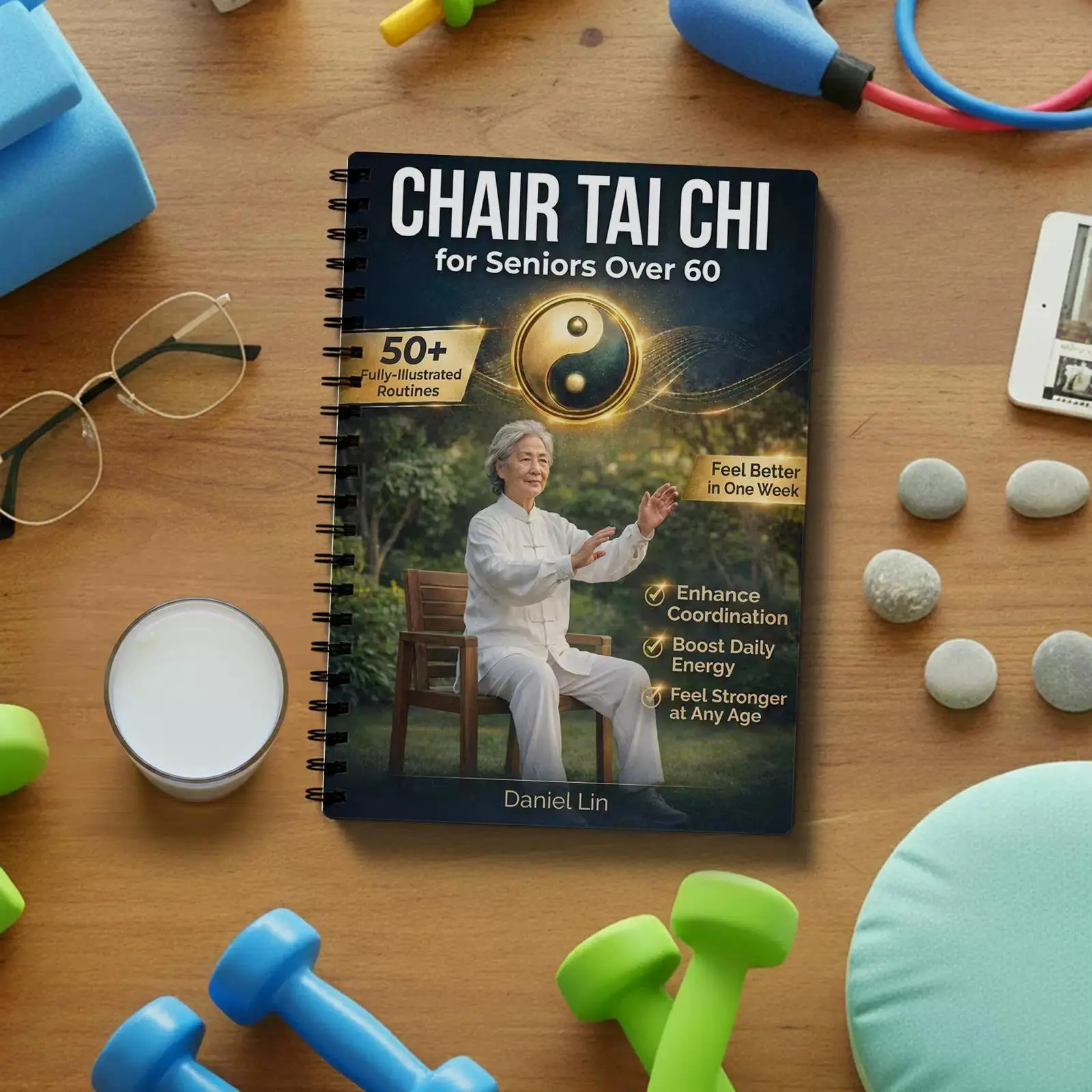Chair Tai Chi Spiral‑Bound Exercise Book Progressive Martial Arts Manual for Seniors & Beginners Gentle Low‑Impact Fitness Guide