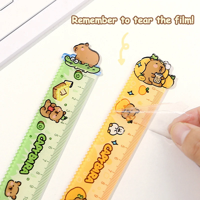 Creative 15cm Capybara Ruler School Office Supplies Wavy Lines Drawing Tools Acrylic Cute Cartoon Straight Ruler Stationery