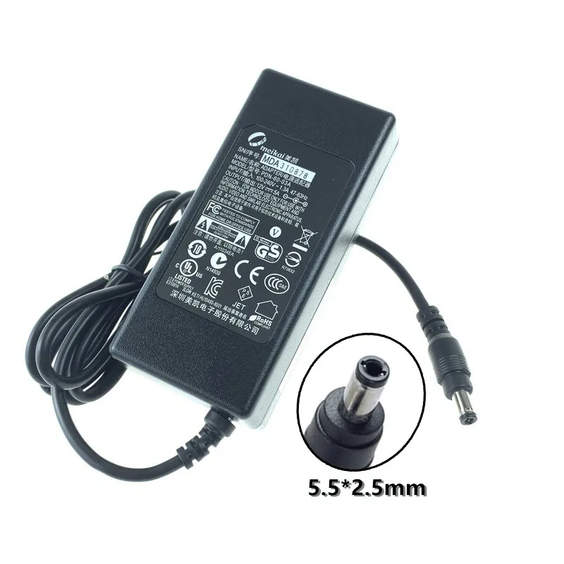 Genuine Meikai 12V 5A 60W 5.5*2.5mm AC Adapter PDN-60-03A Charger Switching Power Supply