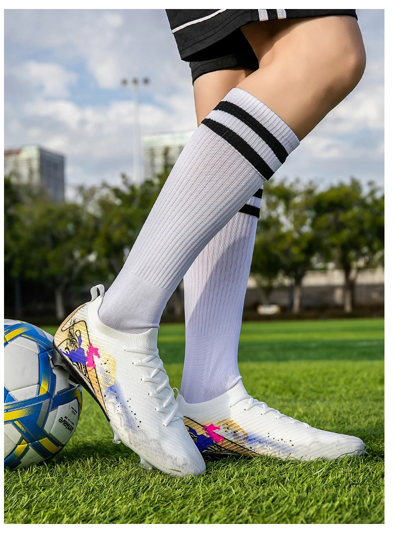 Neue Fußballschuhe für Herren, Trainingsschuhe, Fußballschuhe mit langen Stollen, ultraleichte Fußballschuhe FG, rutschfest, für den Außenbereich, Dropshipping. – Detail 13