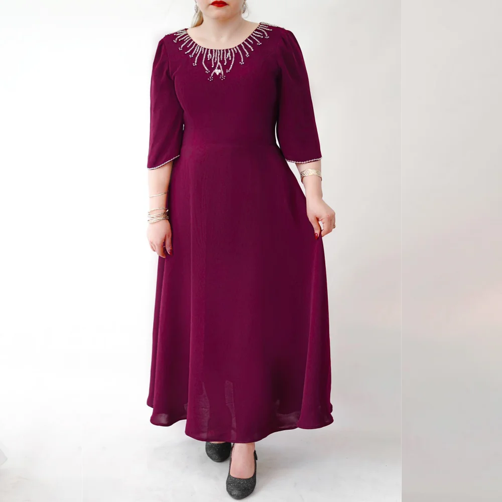 

Customized Jersey Sparkle O-Neck A-line Midi Dresses Plus size Bespoke Occasion Classic Woman Elegant Party Wedding Guest