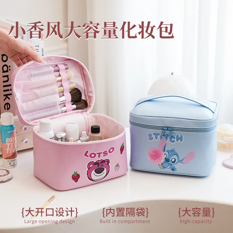 New Disney Large Capacity Cosmetic Bag Kawaii High Value Cartoon Anime Toiletry Bags Portable Waterproof Storage Box Friend Gift