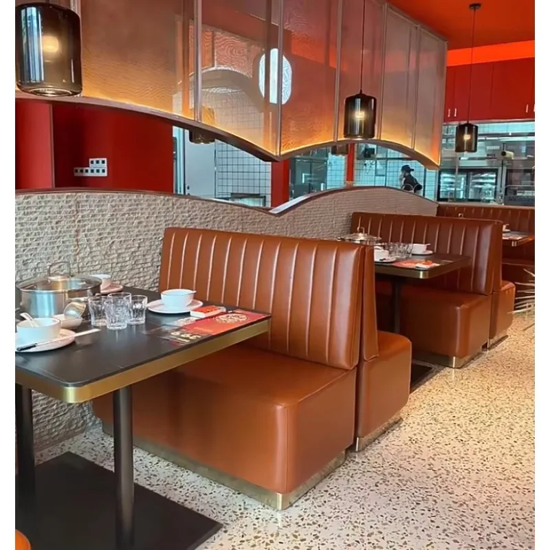 Modern Restaurant Tables and Chairs Booth Sofa Sets Furniture Coffee Cafe Fast Food Bar Wood Leather Booth Seating