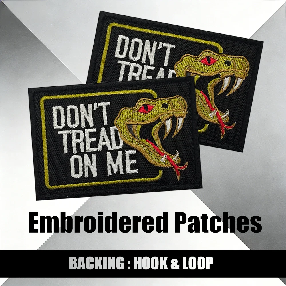 Don't Tread on Me Embroidered Patch Animal Series Tactical Applique Accessory for Jacket Shoulder DIY Sew-on