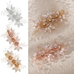Pearl Rhinestone Flower Bridal Hair Clip Headpiece Luxury & Elegance Floral Comb Wedding Jewellry Accessories Bridesmaid Favours