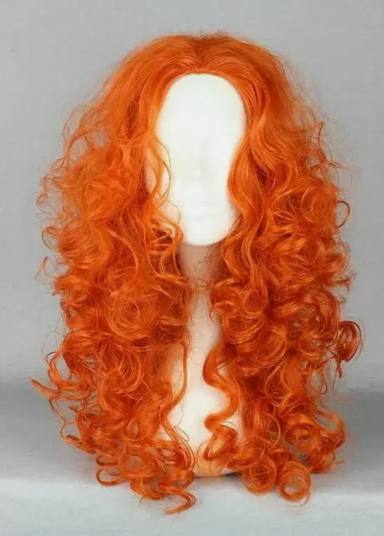 Peluca rizada larga naranja para mujer, pelucas completas rojas para fiesta de disfraces de Halloween de Cosplay