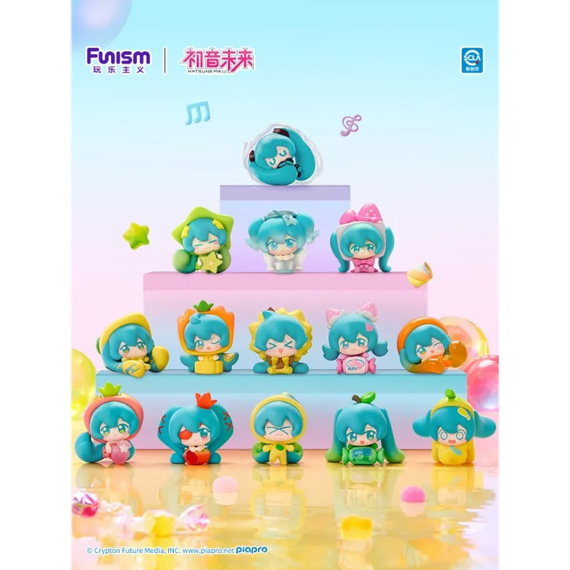 Funism Hatsune Miku Serie Temática de Dulces de Frutas, Juguetes de Caja Sorpresa, Lindas Figuras de Anime, Muñecos, Regalos, Adornos Coleccionables