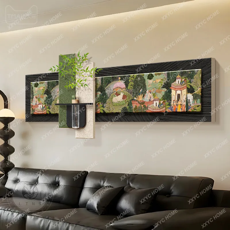 Vintage Style Living Room Decorative Painting Hydroponic Green Plant Large White Wall High-end Hanging Painting