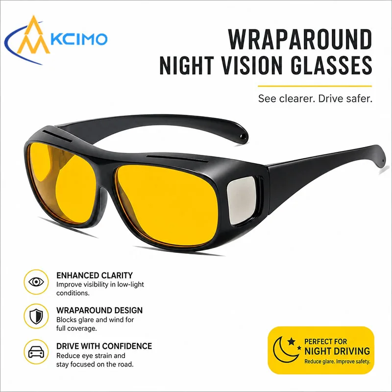 Wraparound Driving Glasses Anti Glare Eyeglasses For Day Night Driving Car Interior Accessories