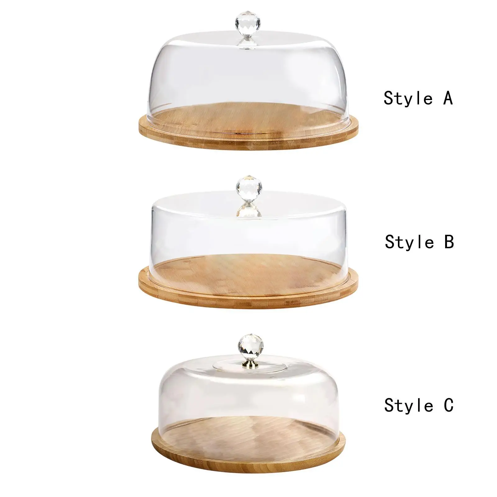 

Бамбуковая подставка для торта с крышкой, купольная витрина для хлеба для десерта, дня рождения, магазина, выпечки, витрина для торта, держатель для тарелки для торта