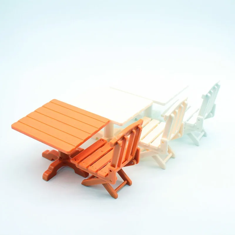 Dollhouse Mini Minimalist Dining Table & Chair Set Tiny Combined Furniture Miniature Scene Model