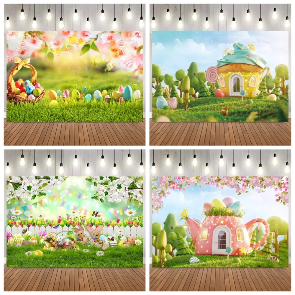 

Resurrection Water saving Painting Rabbit Photography Background, Flower Frame Easter Egg Portrait, Photography Studio Backdrop