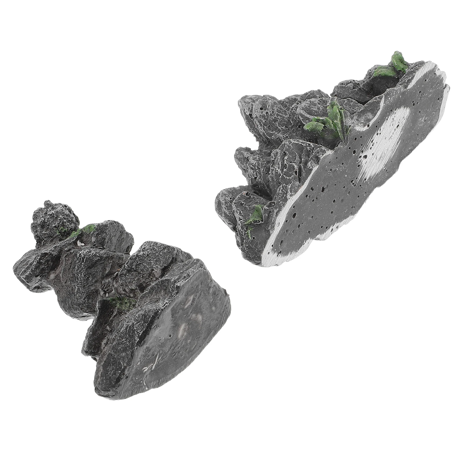 

2 Pcs Micro Landscape Ornament Fish Garden Decor Accessories Fake Bonsai Mountain Resin Rockery Pot Landscaping Ornaments
