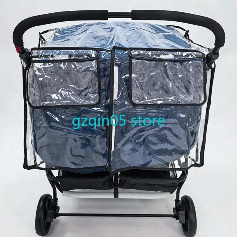

H055 Water Proofing Twin Strollers Cover Pram Protector Vents Rear Organiser Pocket