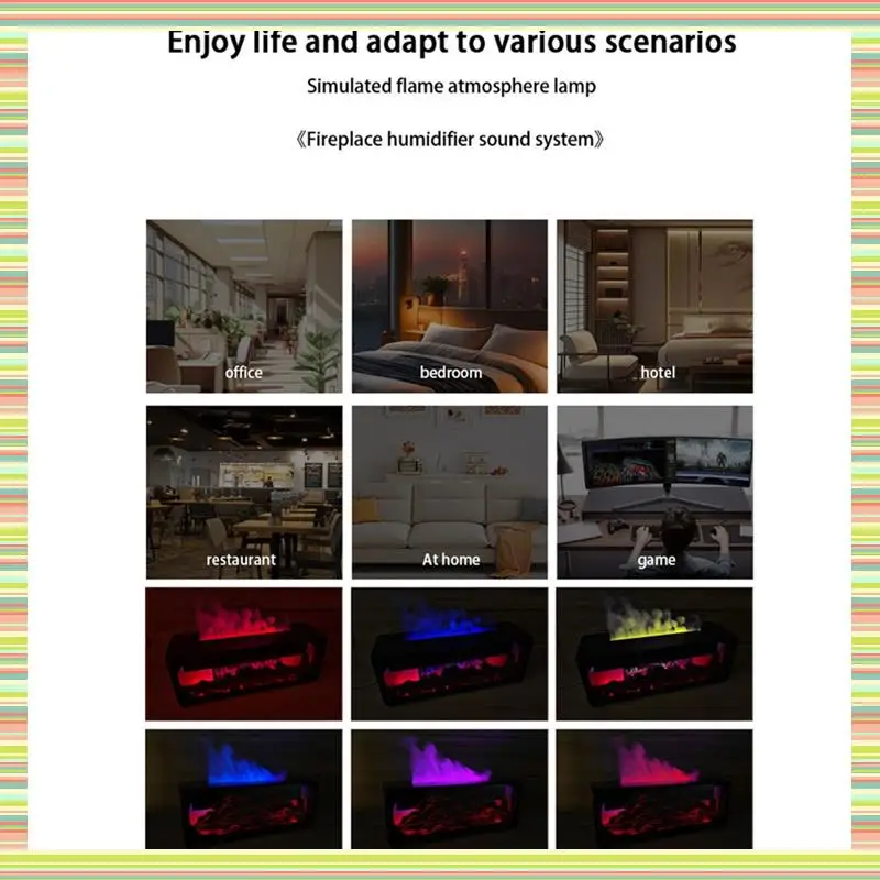 

A97P Humidifier Simulation Flame Aromatherapy Humidifier, Home Aromatherapy Diffuser With Night Light Essential Oil Diffuser
