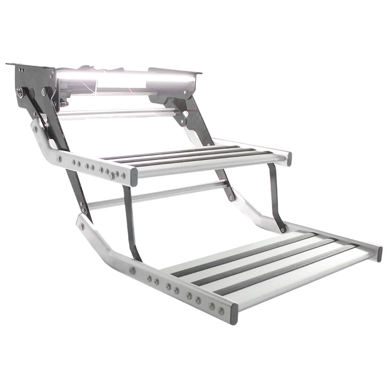Anti-slip High Strength Double Steps With Electric Control And LED Aluminum Caravan Camper Trailer RV Electric Steps