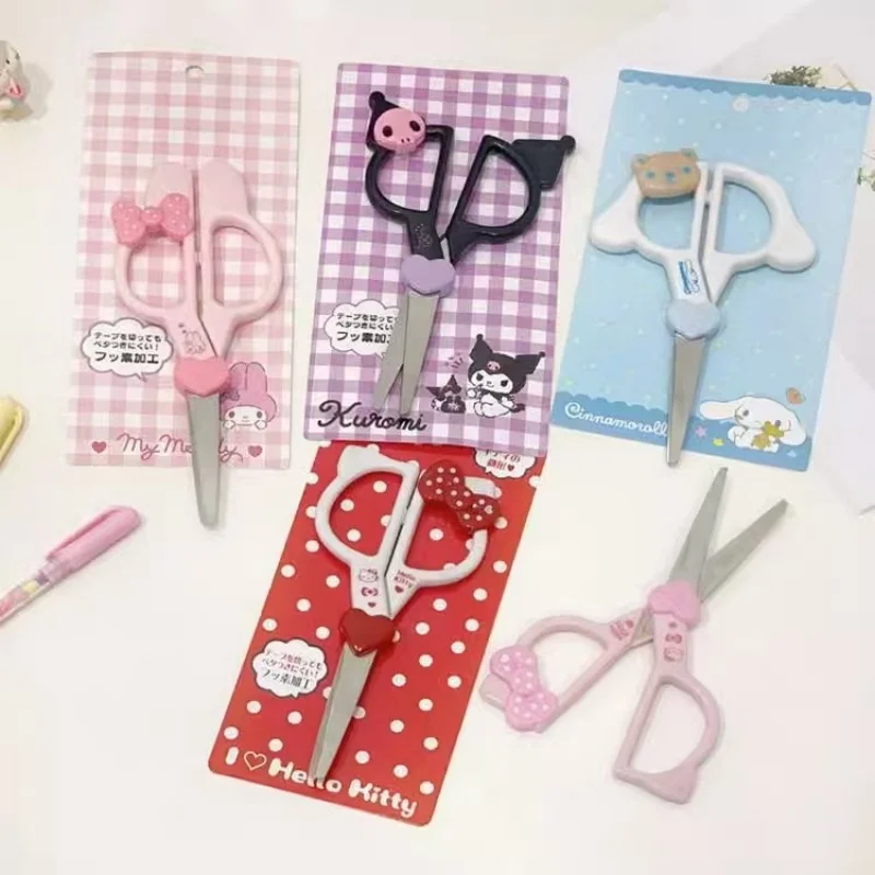 New Kawaii Sanrio Kuromi Cinnamoroll Hand Made Scissors Cute Melody Art Scissors Kid Stationery School Office Supplies Gifts