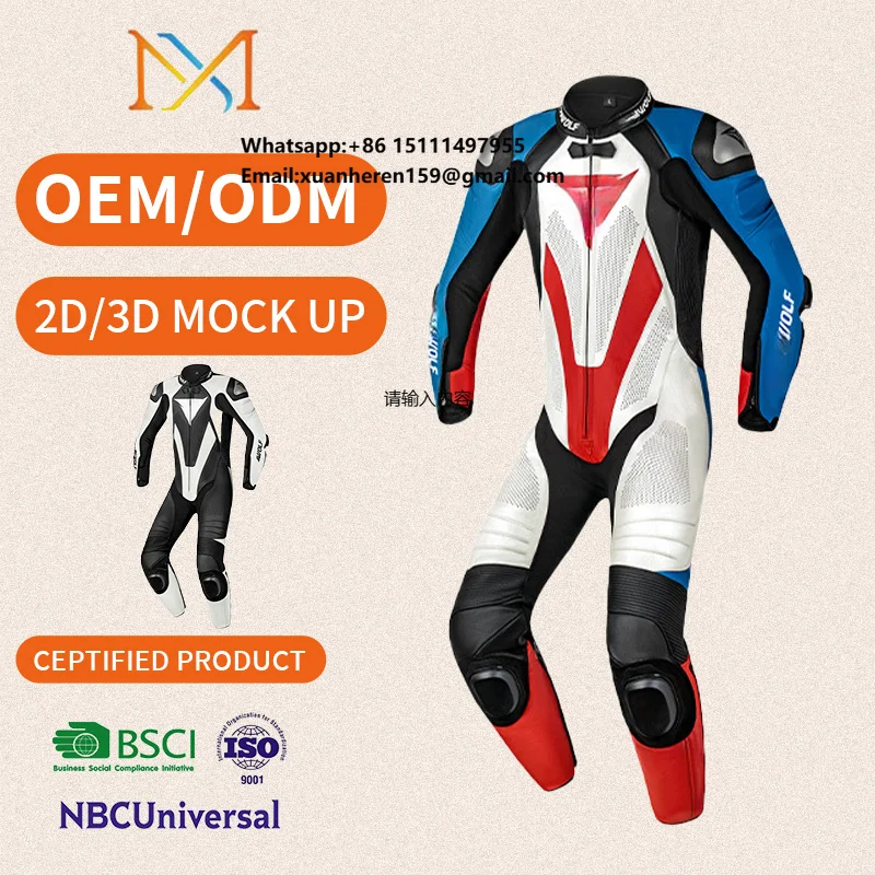 Motorcycle Racing Suit - Protective One-Piece Leather Racing Gear for Men
