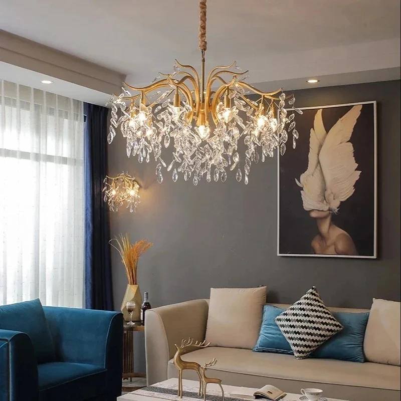 2023 New American Simple Chandelier Lighting For Living Room Hotel Crystal Light Post Modern Ceiling Lamps Room Decor