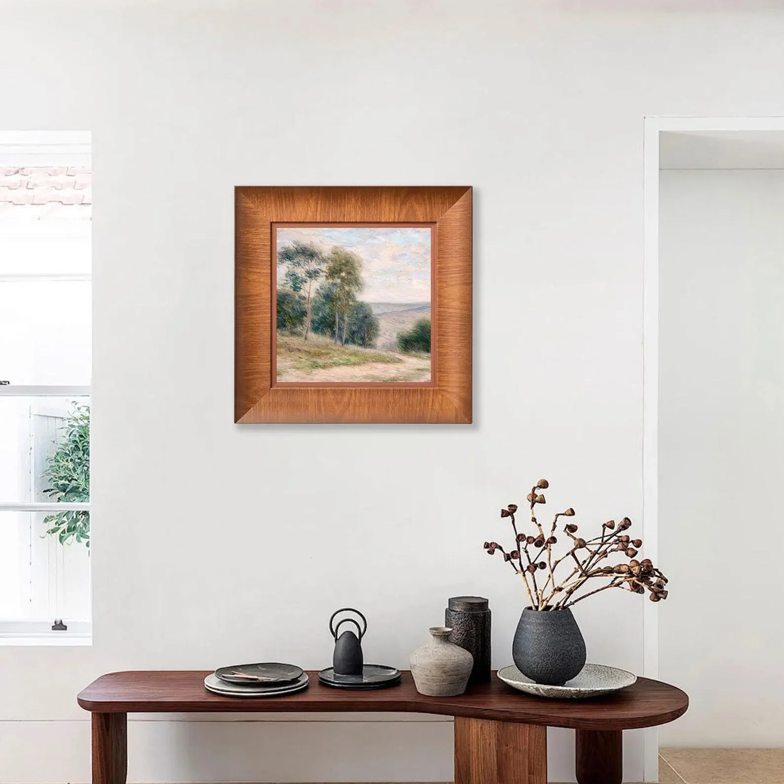 Rustic Walnut Real Wood Picture Frame Decorative Oil Painting Frame for Home & Gallery Wall Oil Painting & Photo Display