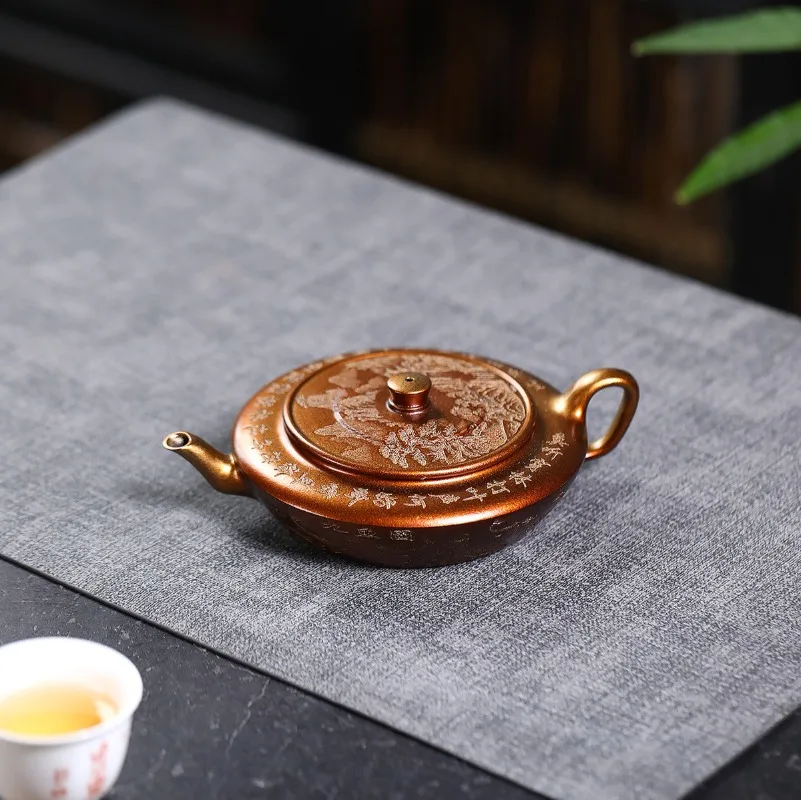 

Yixing Handmade Purple Clay Teapot, Raw Ore, Gold Sand,tea Pot, Kung Fu Tea Set 200ml