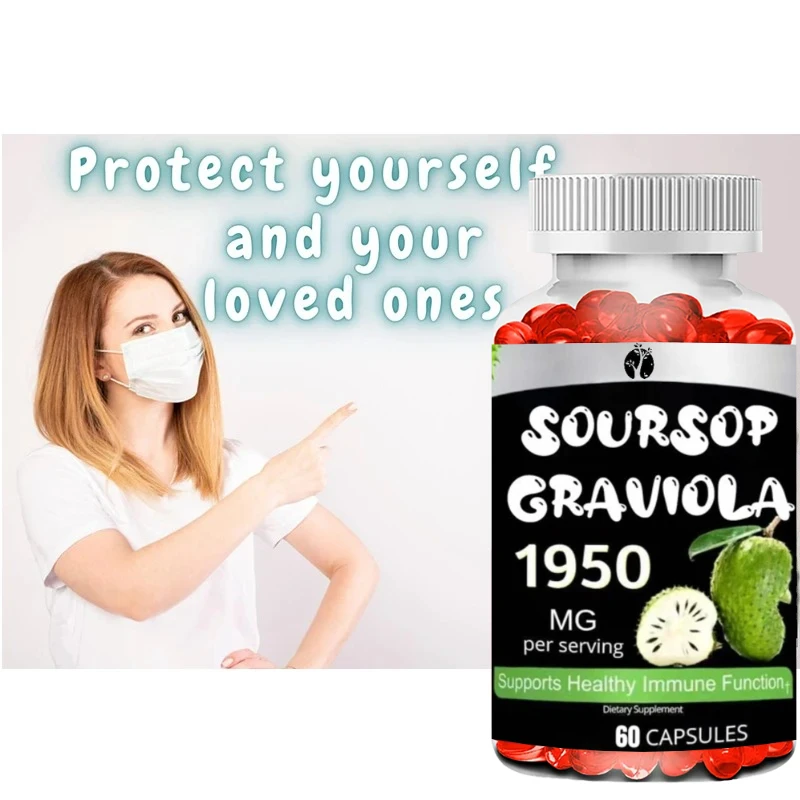 1950mg Graviola Capsules (Guan Á Bana) Organic Leaf Powder Rich in Powerful Antioxidants