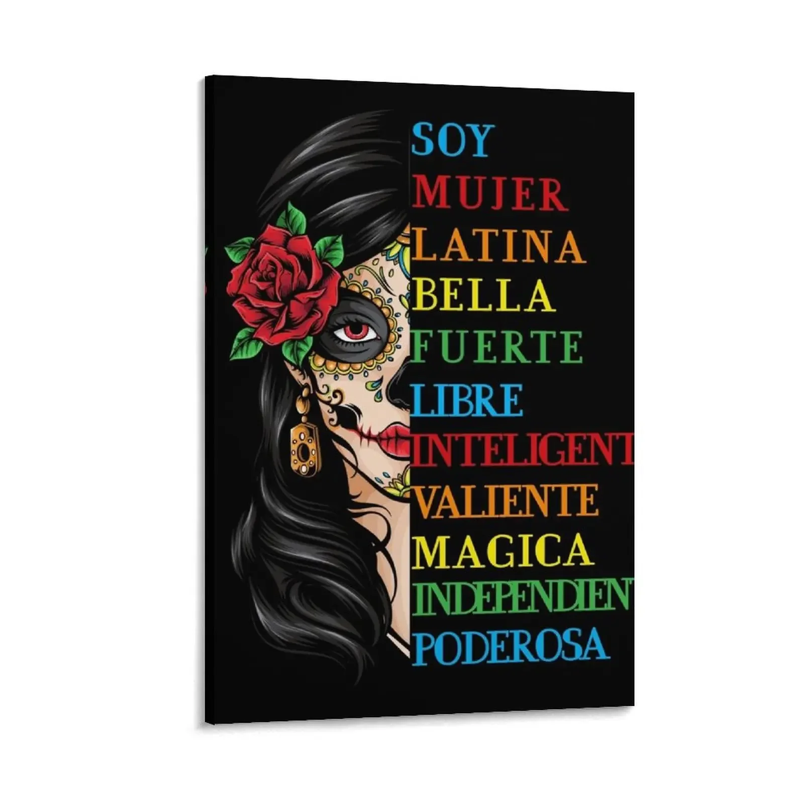 

Soy Mujer Latina Chingona Red Rose in Hair Inspirational Quote Mujer Latina, Mexican women, Mexican pride Canvas Painting