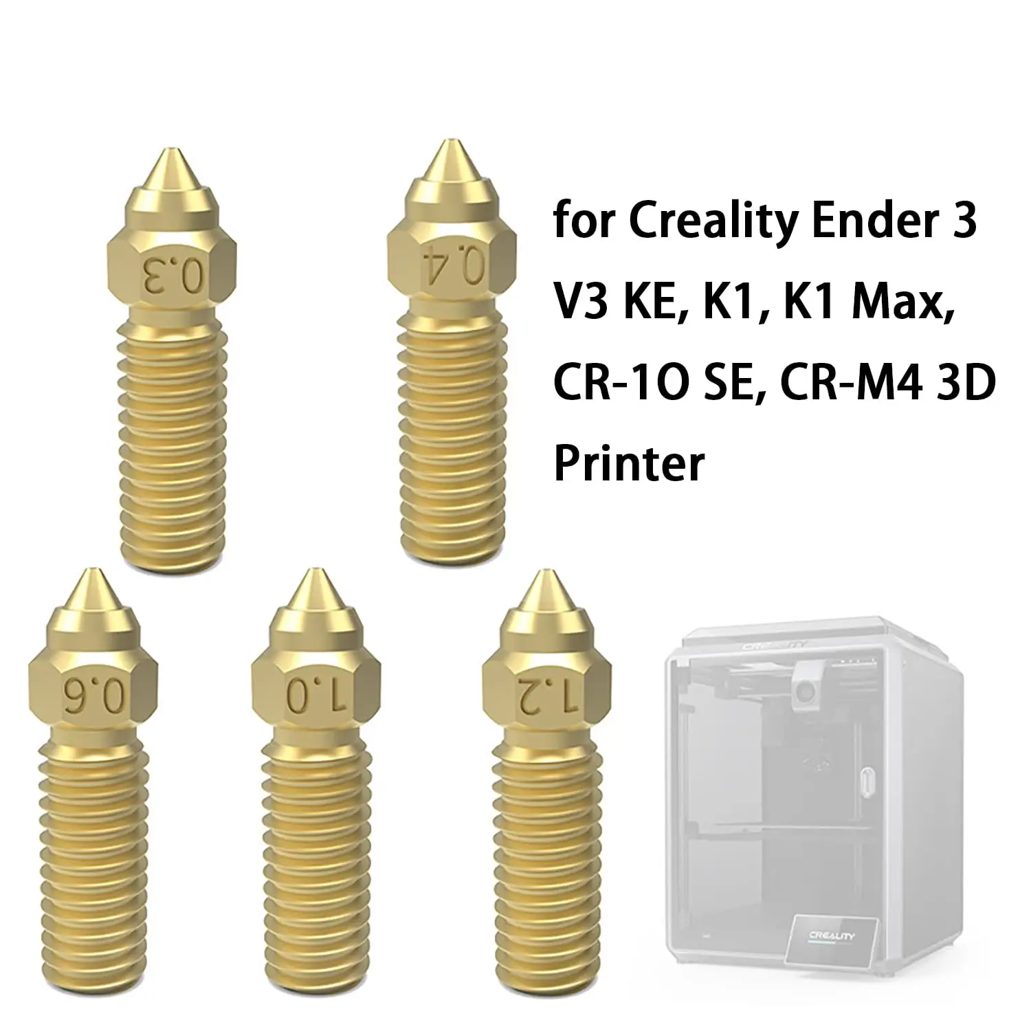 10 Stück Boxed Ender 3 V3 KE Messingdüsen, Hochgeschwindigkeits-Düsenset mit Silikonsockel und Werkzeugen, für Creality K1 Max / CR-M4 – Detail 5