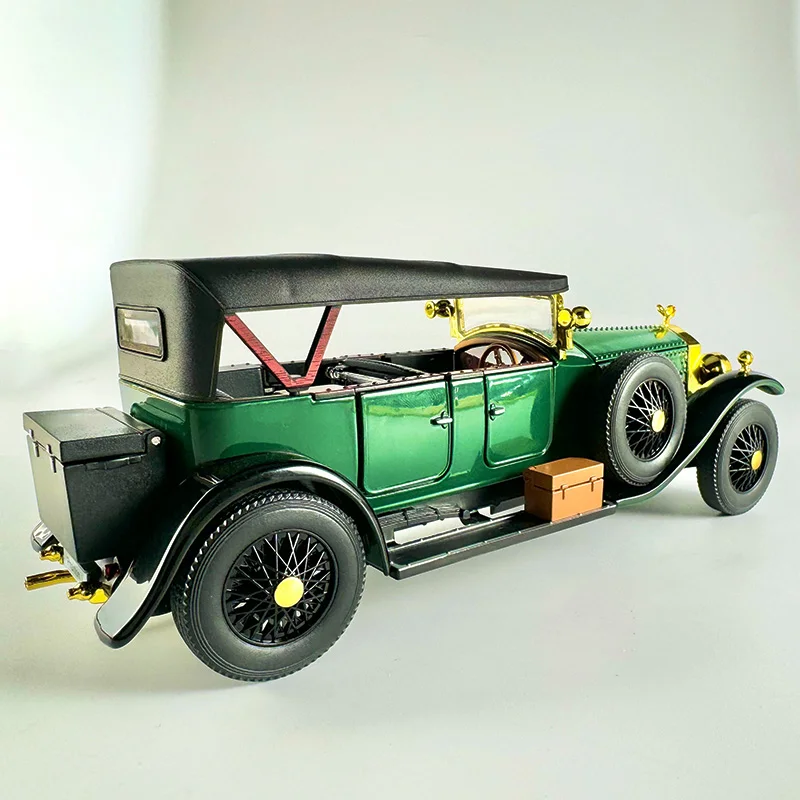 1:24 modelo de carro vintage fantasma retrô, onda de som de motor simulado, iluminação legal, enfeites de mesa requintados