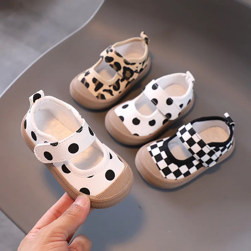 Newborn Walking Shoes Boys Girls Baby Shoes Soft-Sole Non-slip Gingham Simple Canvas Casual 4-colors Toddler First Walkers Shoes