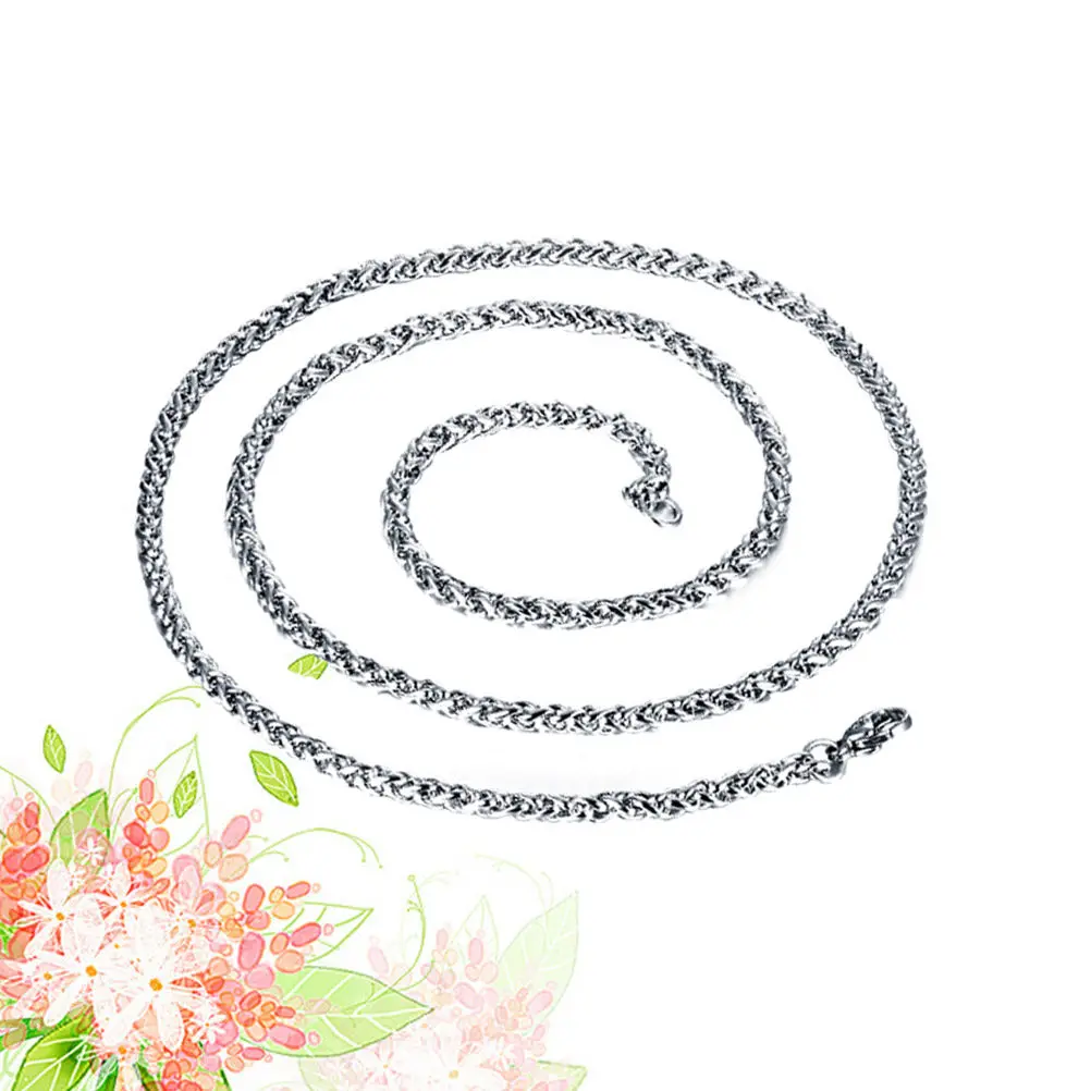 Titanium Steel Chain Necklace for Men 3mm Silver Tone Hypoallergenic Tarnish Resistant Lightweight Durable