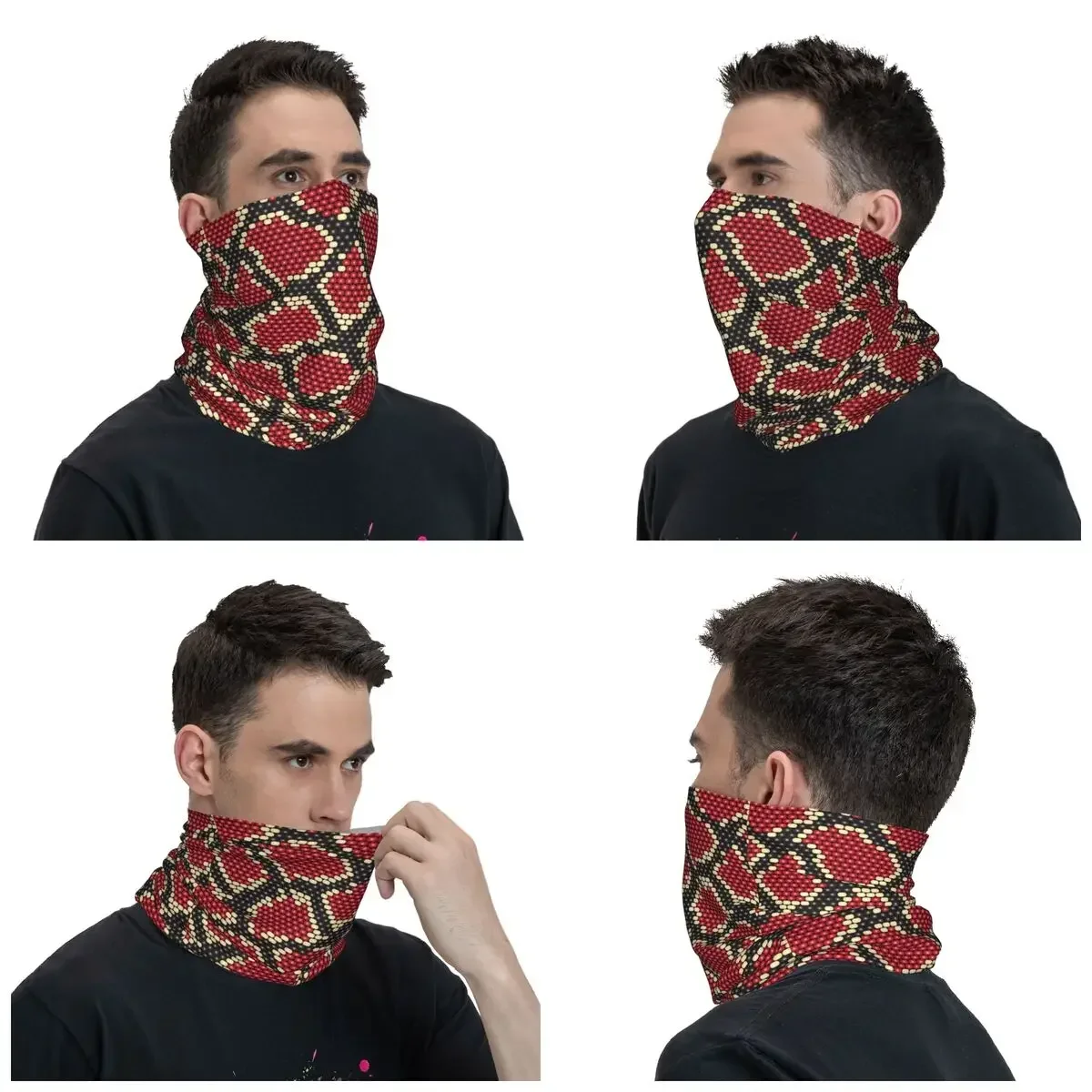 Snake Skin Pattern Retor Bandana Neck Cover Printed Balaclavas Mask Scarf Multi-use Headband Riding for Men Women Adult Winter