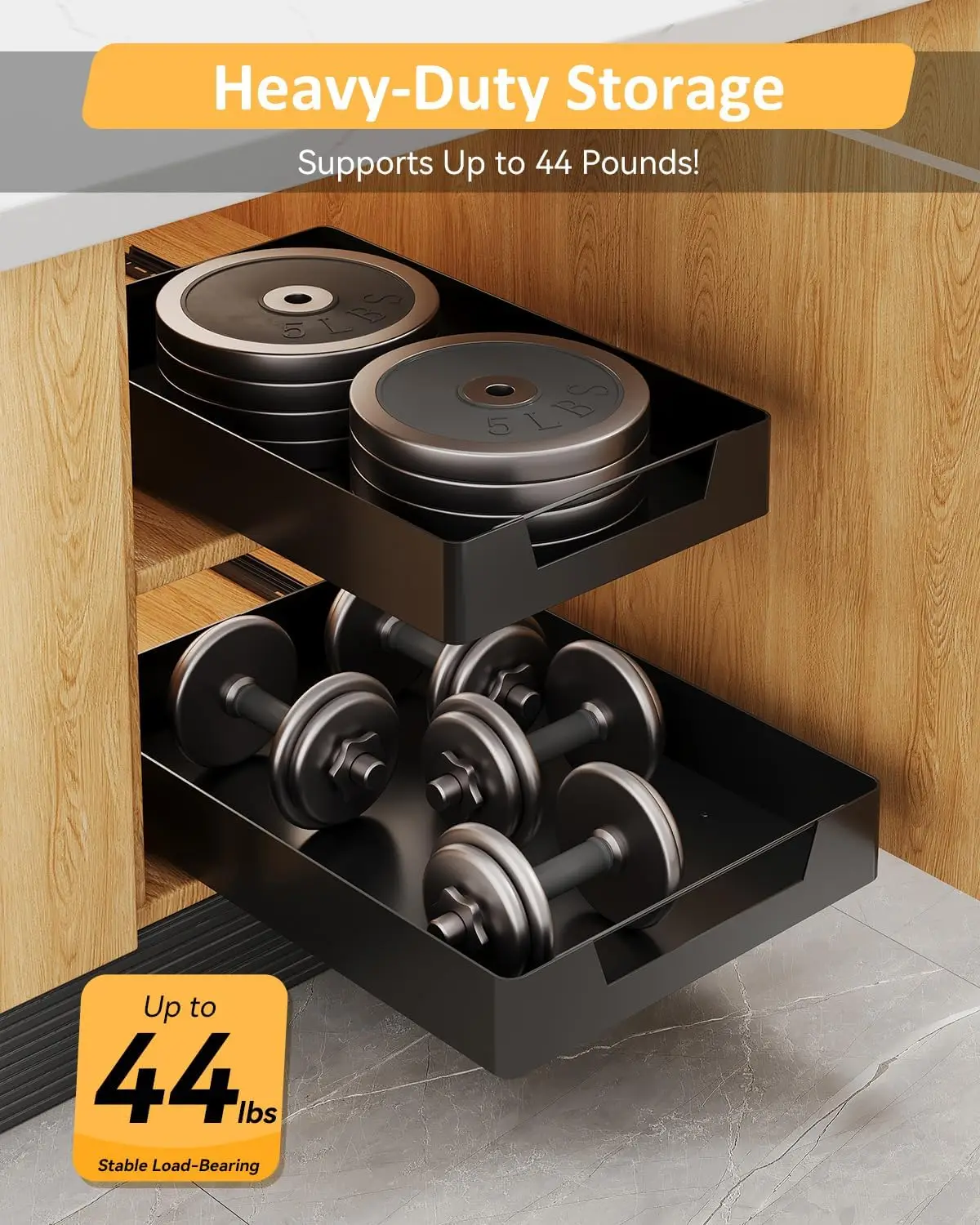 

Pull Out Cabinet Organizer, Roll Out Shelf Storage For Kitchen Base Cabinet Organization, Pantry, Bathroom