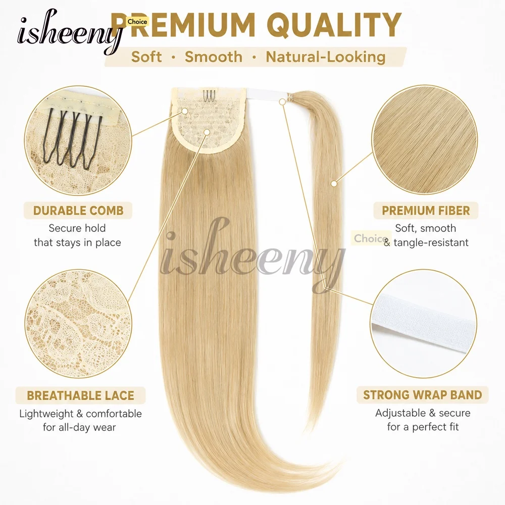 Ponytail Human Hair Wrap Around Straight Machine Remy Human Hair Ponytail 14-20 inches 40g-50g Thin Ends Hair Ponytail for Women