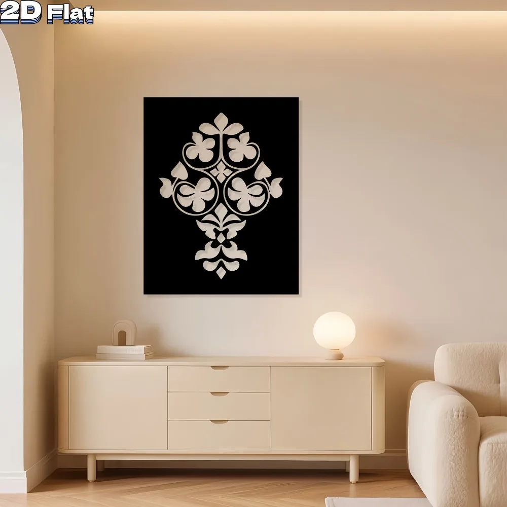 Modern Elegant Ornate Floral Aluminum Wall Art 12x16 Inch Waterproof Durable Metal Sculpture For Living Room Bedroom Garden