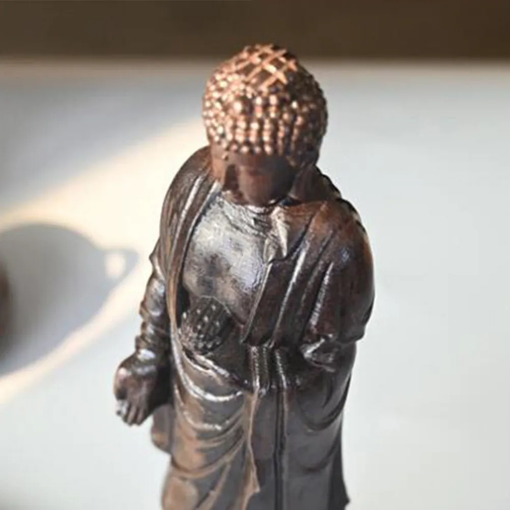 Delicate Wooden Carving Buddha Statue Exquisite Handcrafted Home Decor Desktop Ornament for Office Table Living Room Cabinet