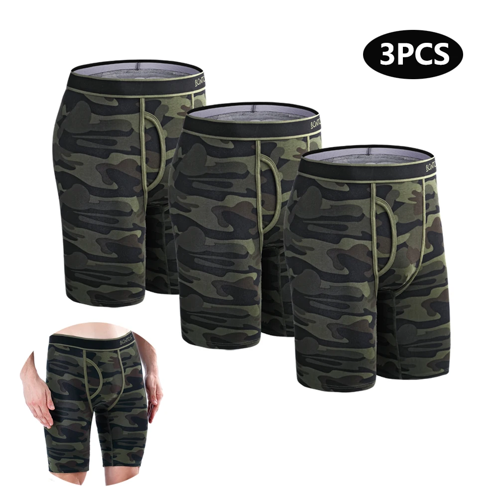 3pcs Front Opening Print Boxers For Man Underware Cotton Camouflage Men\'s Panties Shorts Family Sexy Male Underpants Sports