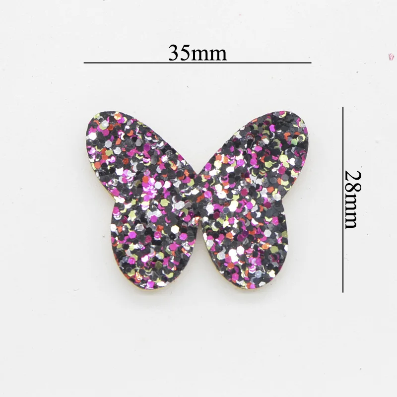 20Pcs 35*28mm Glitter Fabric Nonwoven Padded Patches Sequins Butterfly Appliques for Crafts DIY Hairpin Ornament Hat Decor