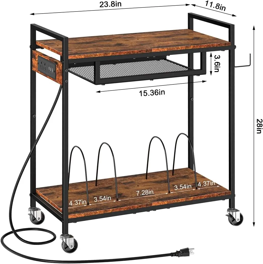 3-layer desk, record player stand with charging station, turntable stand with 4 wheels, and 4 quick release partitions