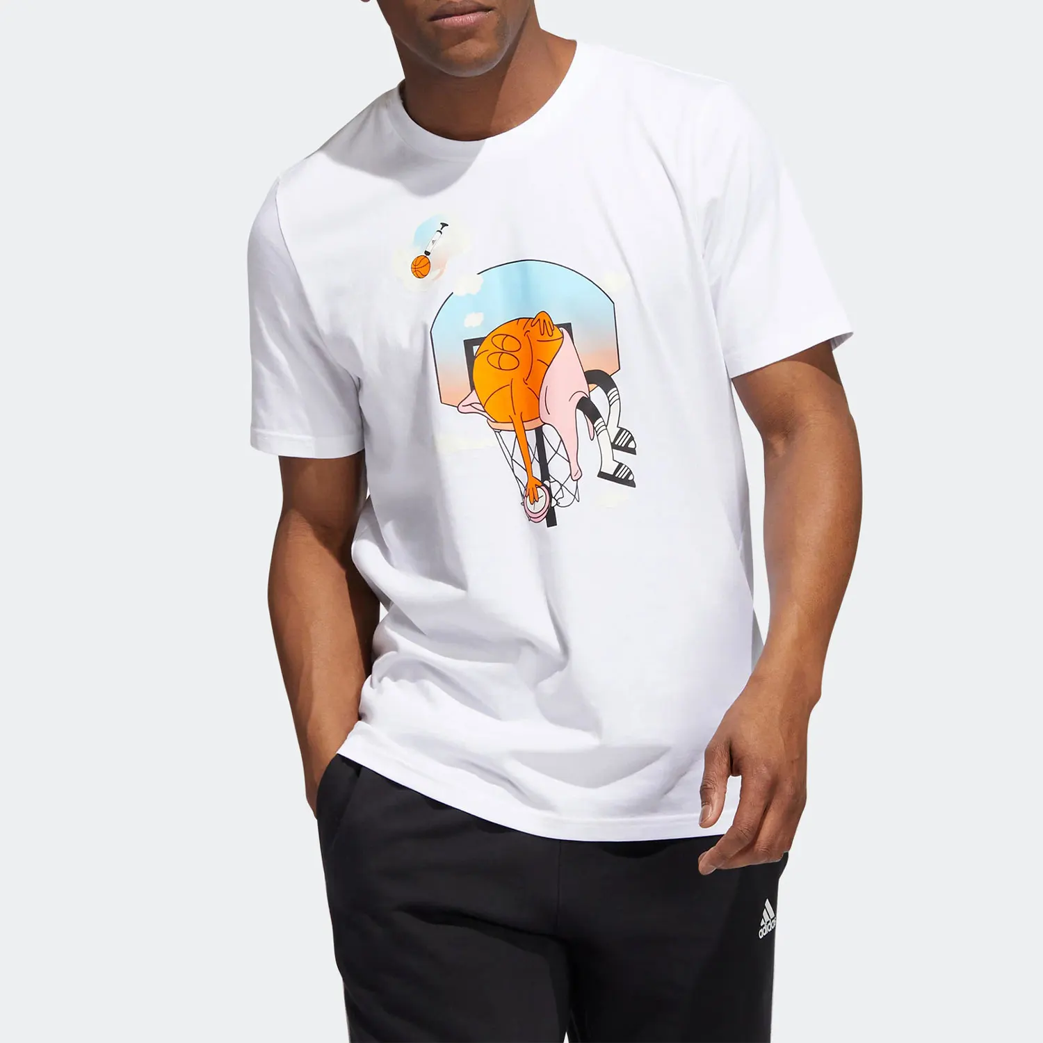 

Adidas Official Authentic Summer Basketball Cartoon Print Men's T-Shirt HS4329
