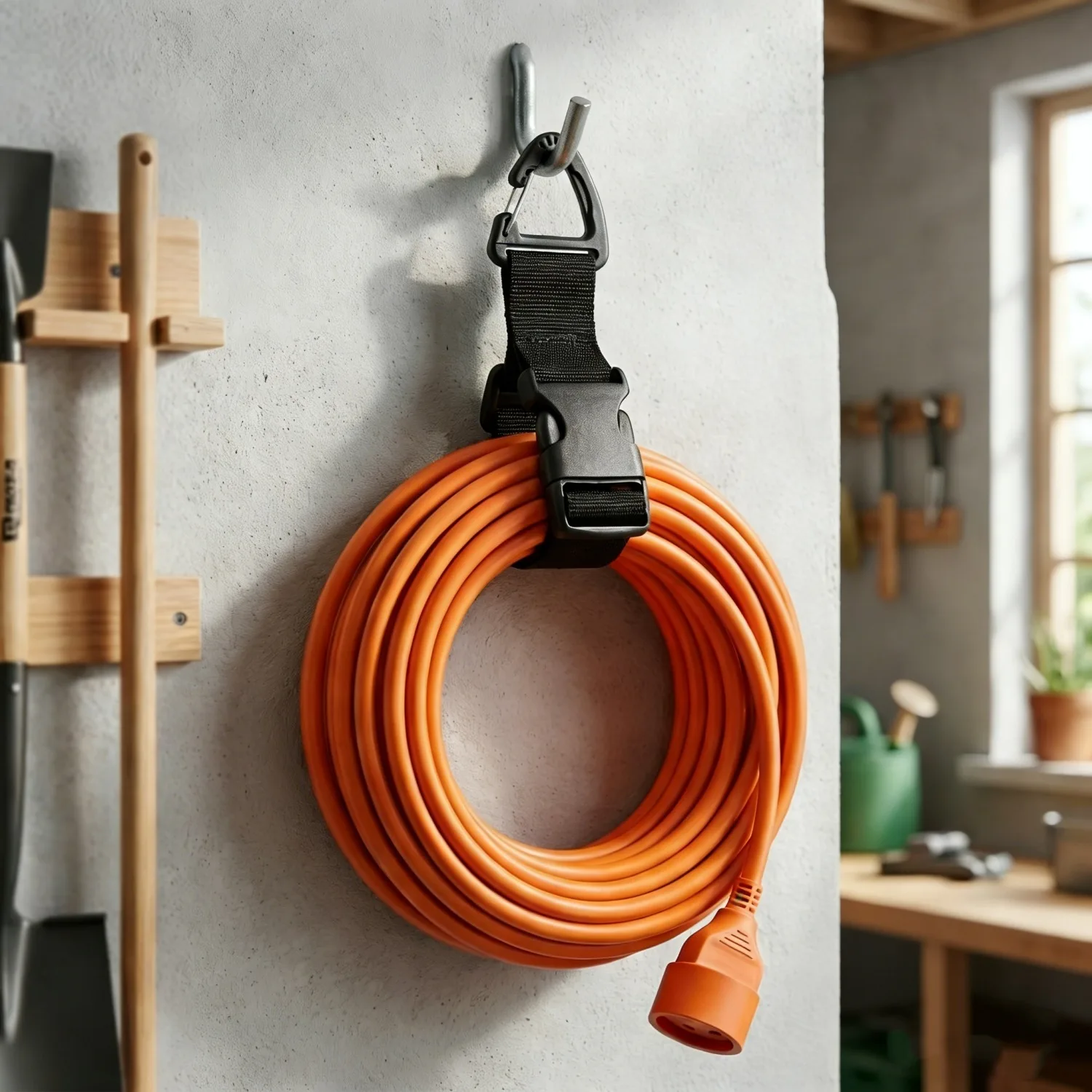 4-piece set of heavy duty adjustable garden hose tie, hanging extension cord finishing belt for garage and studio storage belt