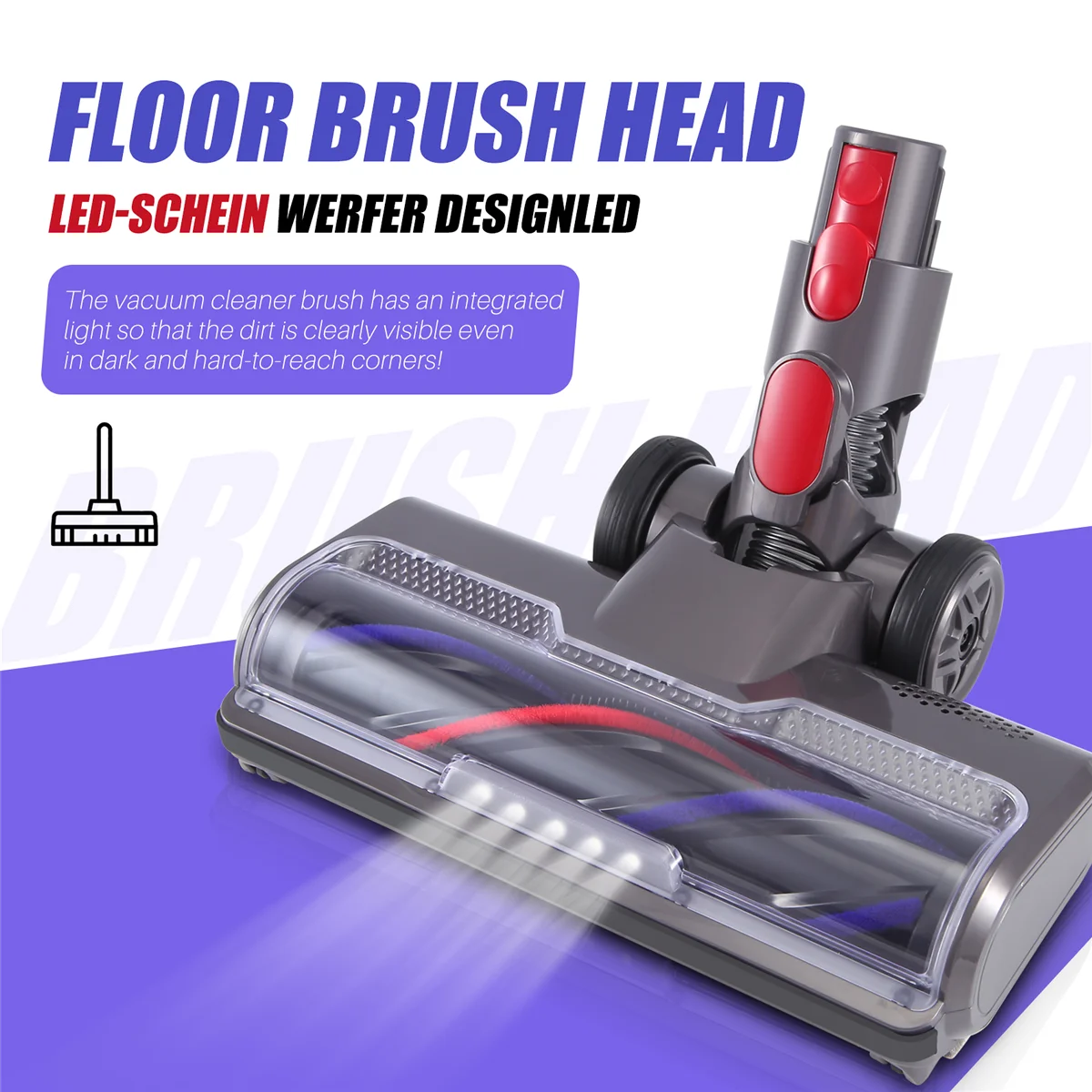 Brush for Dyson V7 V8 V10 V11 V15 Vacuum Cleaner Electric Brush with Direct Drive Motor Head Turbine Brush Floor Brush#A66K