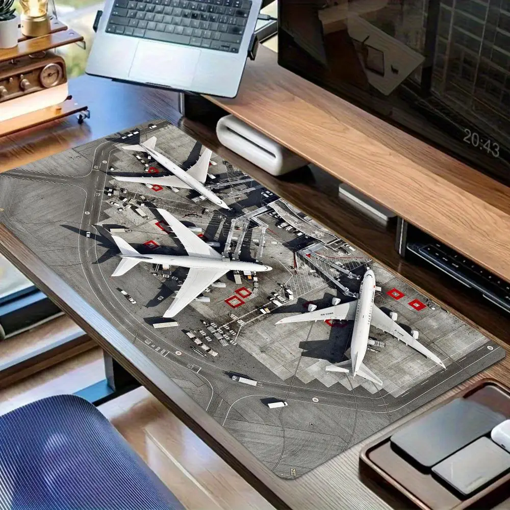 Airport plane pattern Mouse Pad Large Office Keyboard Pads Xll Gamer Computer Desk Mat Rubber Anti-slip HD Gaming Long Mousepads